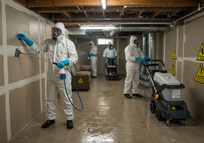 Basement Moisture Removal and Structural Drying process in Belcourt, ND